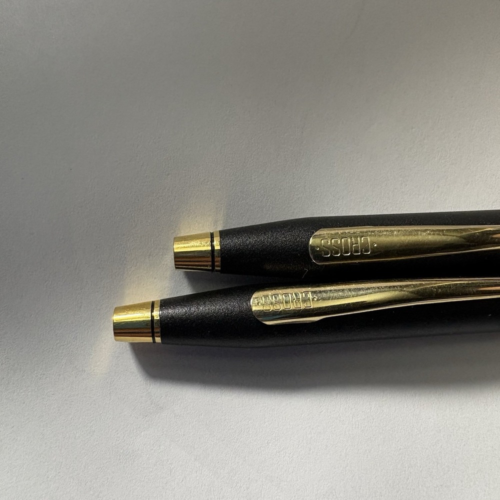 Cross ( Blue Ink)  Ball Point Pen and Mechanical Pencil Set — Black And Gold - Picture 3 of 4